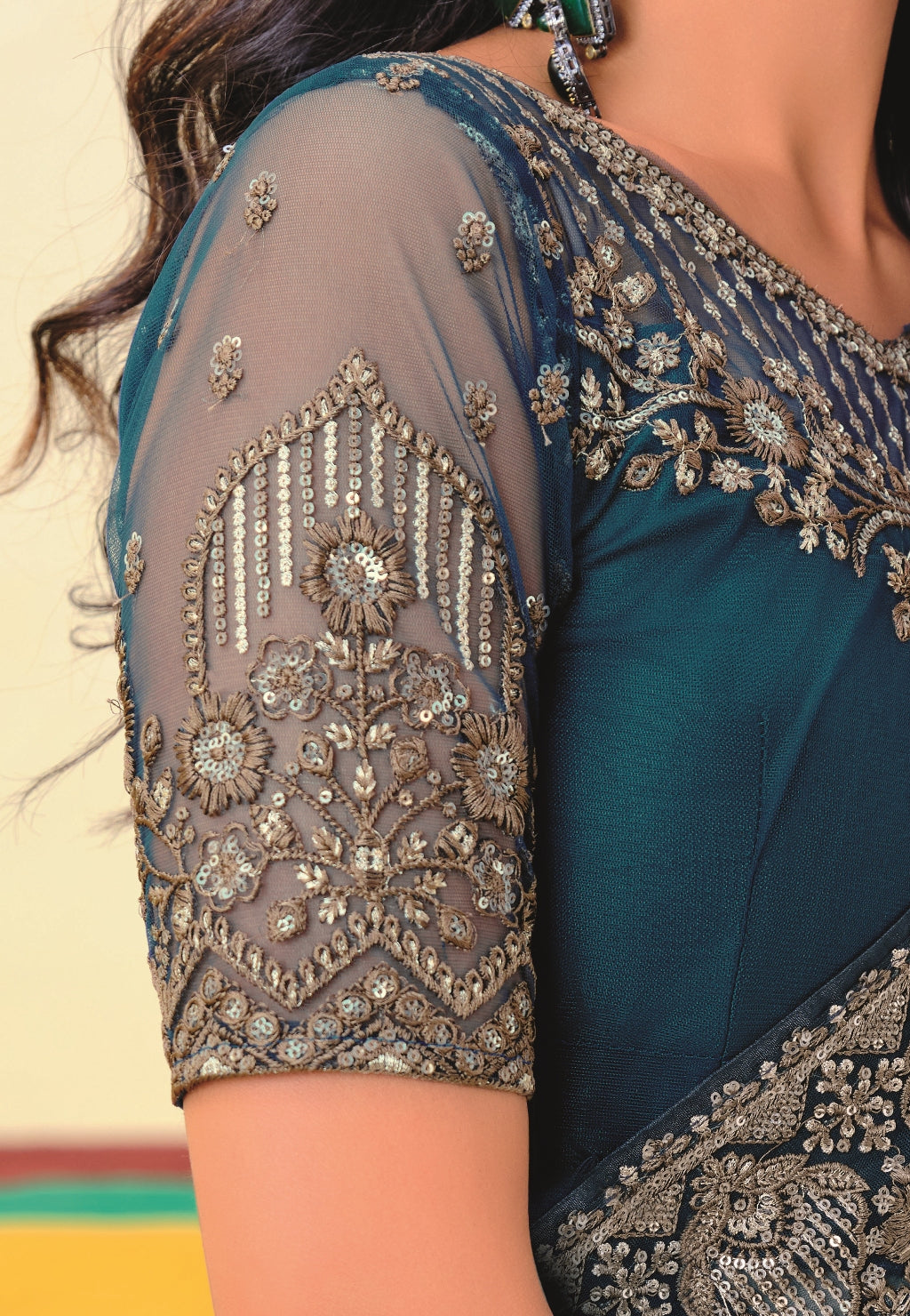Navy Blue Girlish Look Saree with a Heavy Blouse and Heavy Border