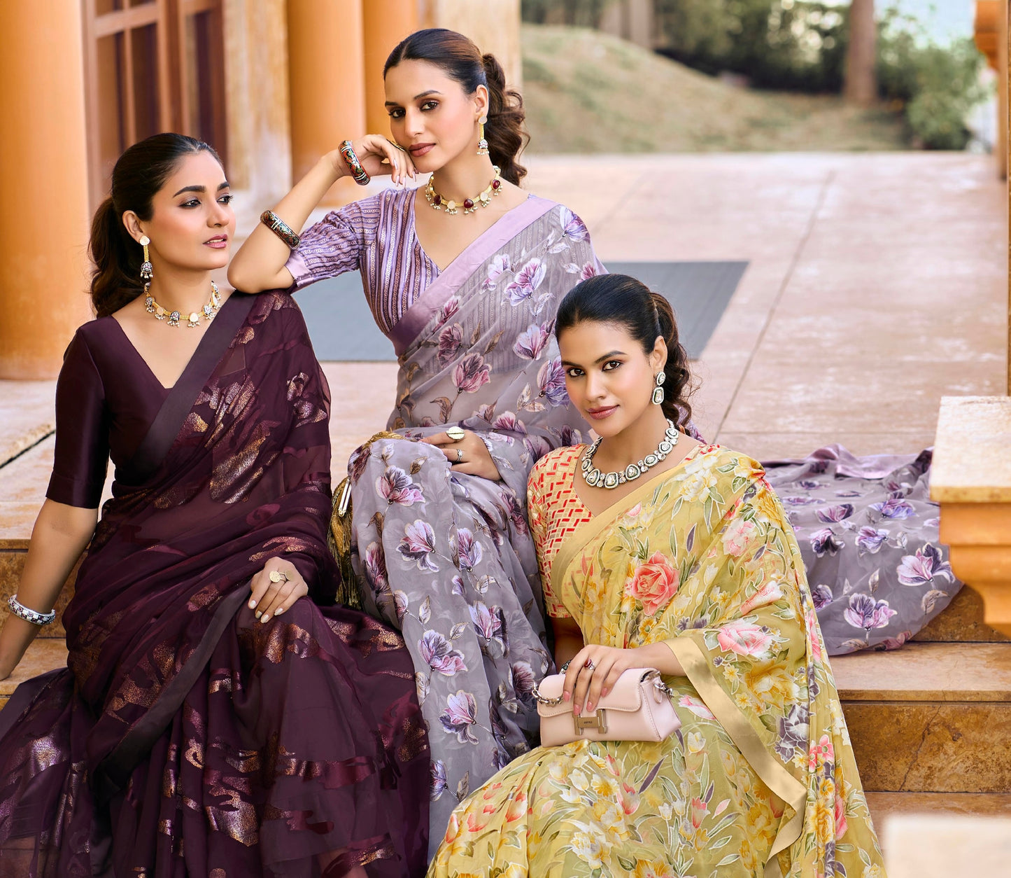 Elegant Wine Purple Metallic Pure Brasso Saree with Solid Border – Premium Party & Reception Wear Saree with Matching Designer Blouse Piece