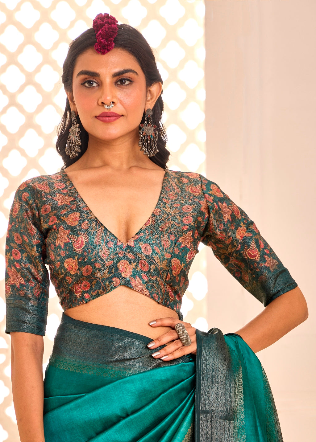 Pure Tusser Silk Mint Green Shaded Combination with Weaving Zari Border Designer Look Saree